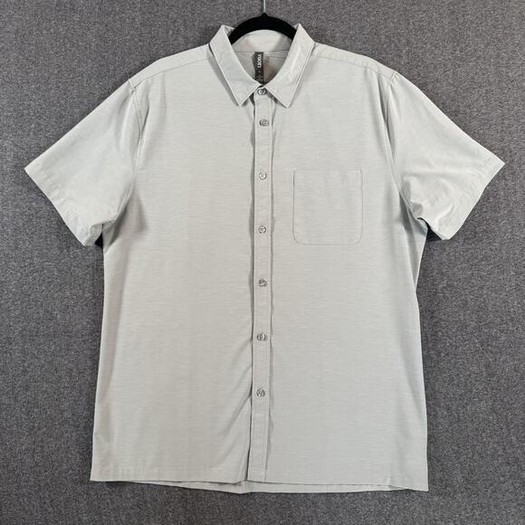 Vuori Shirt Mens Extra Large Gray Short Sleeve Button Down Stretch Performance - Picture 11 of 11